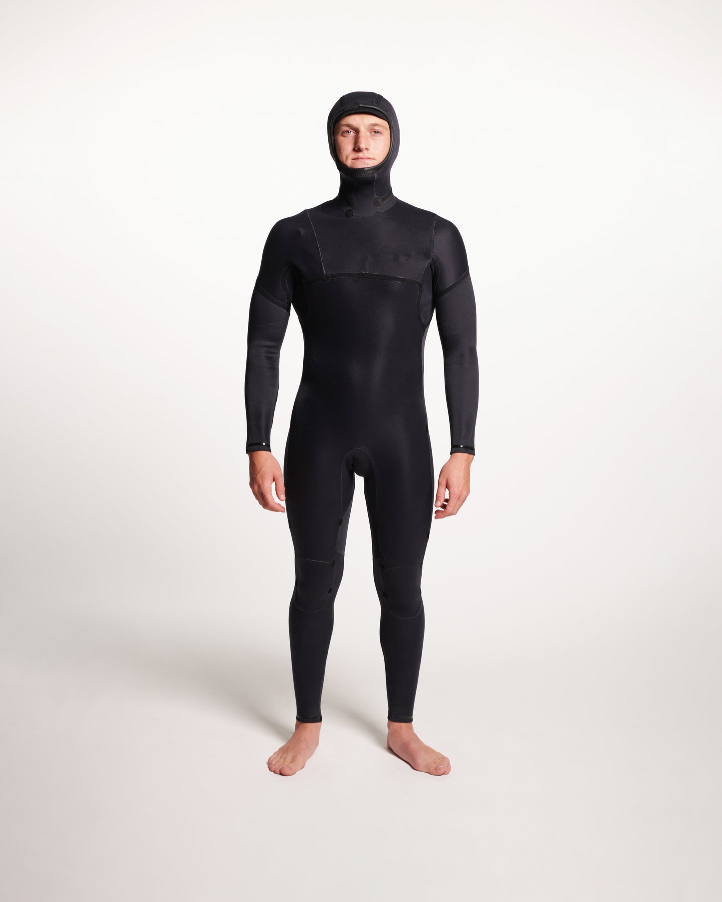 Colby + Yamamoto - 4/3mm Hooded Chest Zip Fullsuit - ALL BLACK