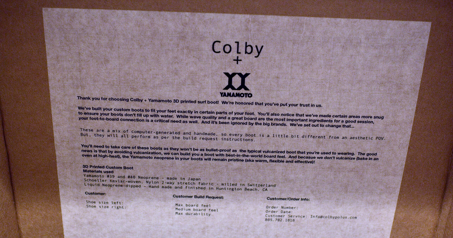 Gift Voucher - Colby + Yamamoto 3D-printed Custom Bootie